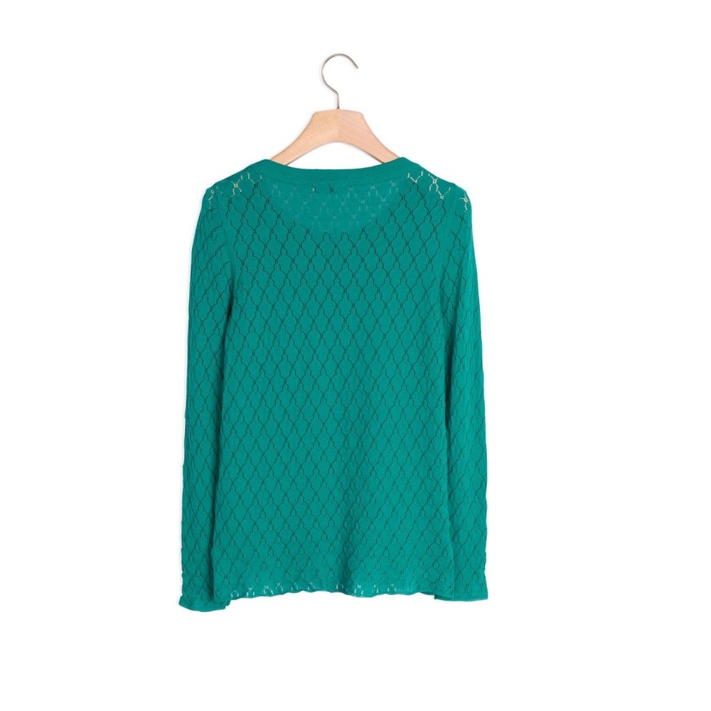 Sandro Paris green 3/4 sleeve fine knit sweater blouse - Picture 2 of 16